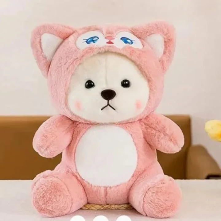 Hoodie Teddy Colored Huggable Bear | 32 cm | Plushie Soft Toys for Kids | Plush Soft Toys for Baby Boys and Girls Kids - Teddy | Best Valentine Gift (Pink)