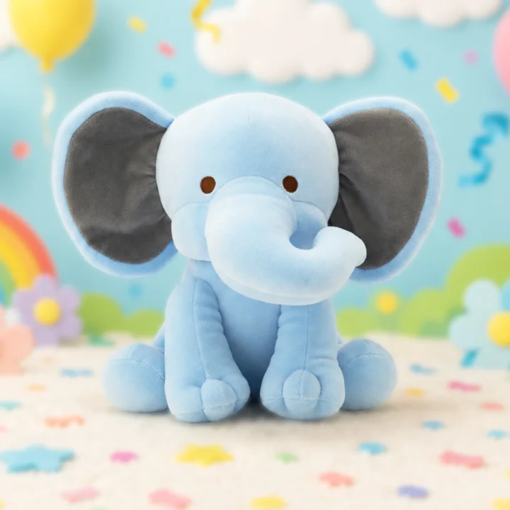 Cute Blue Elephant Soft Toy for Kids | Baby Safe Plush Stuffed Animal | Soft & Huggable Toy Gift for Boys & Girls (25cm)