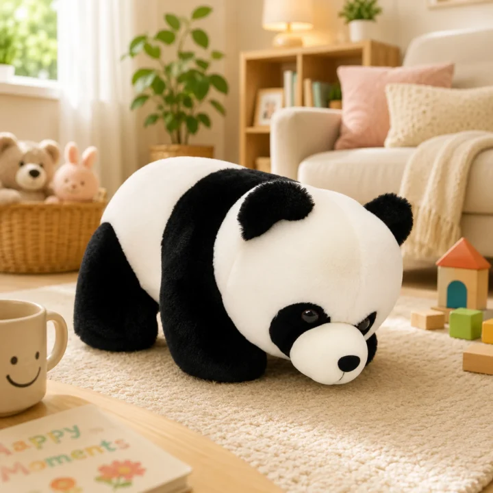 Sleeping Panda Soft Toy Plush Teddy Bear | Cute Panda Stuffed Animal for Kids | Super Soft & Cuddly | Baby Boys Girls Gift | Home & Bed Decor (1, Black and White, 25 cm)